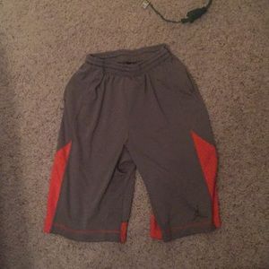 Jordan Orange and Gray KIDS XL BASKETBALL SHORTS